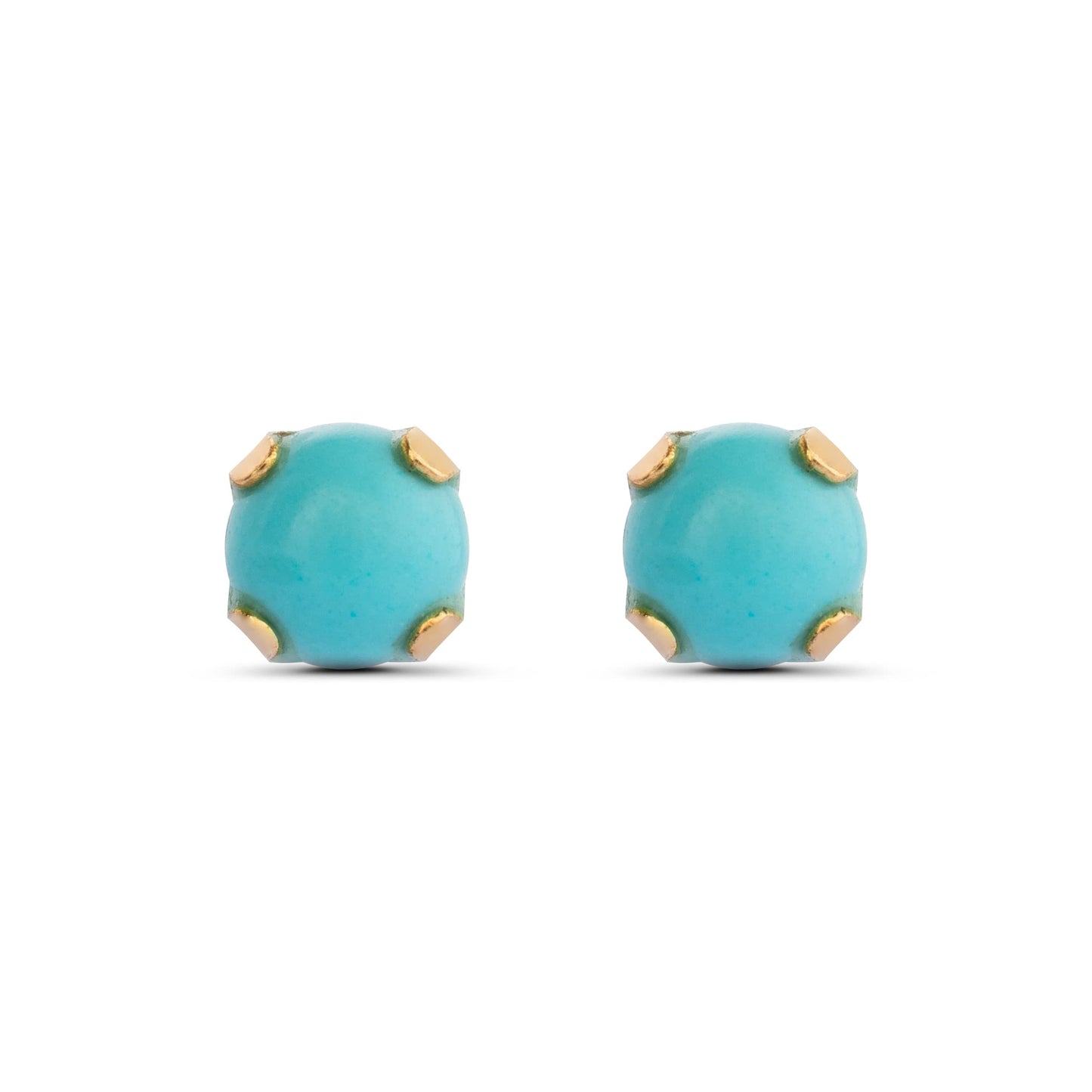 Modelo Blue - Pendientes oro amarillo 9K con perla turquesa y cierre de rosca. Fabricados en España.