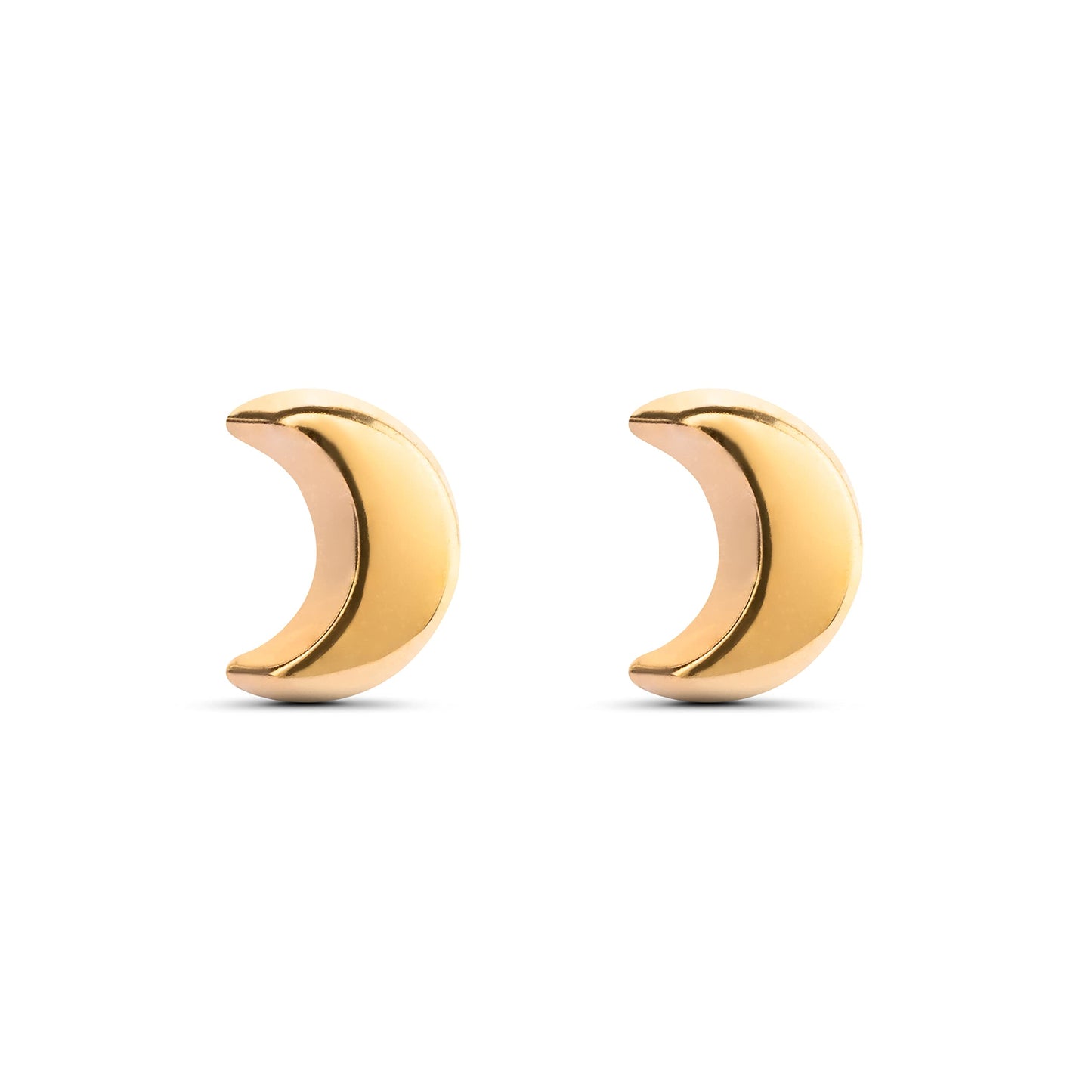 Modelo Moon - Pendientes luna oro amarillo 9K de 3mm y cierre de rosca. Fabricados en España.