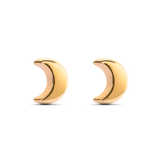 Modelo Moon - Pendientes luna oro amarillo 9K de 3mm y cierre de rosca. Fabricados en España.