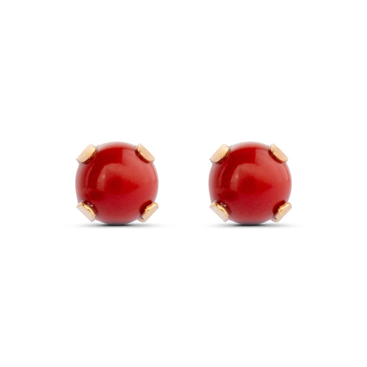 Modelo Red - Pendientes oro amarillo 9K con perla coral y cierre de rosca. Fabricados en España.